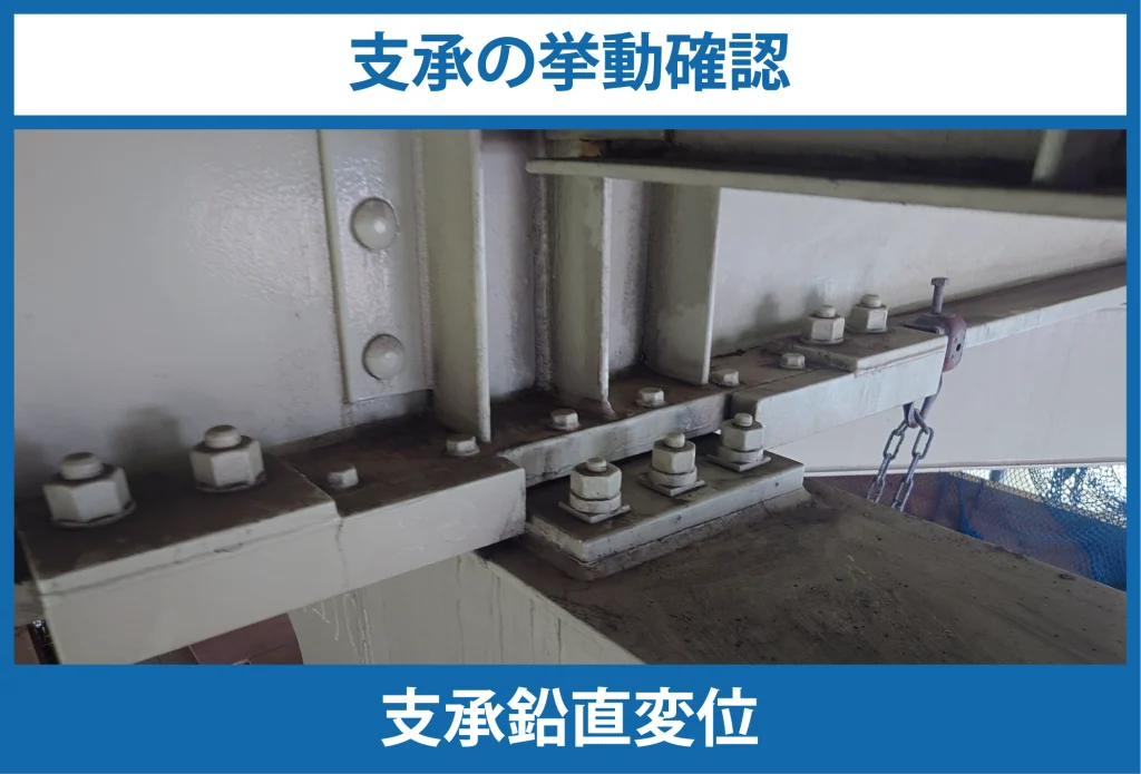 支承の挙動確認(支承鉛直変位)の写真
